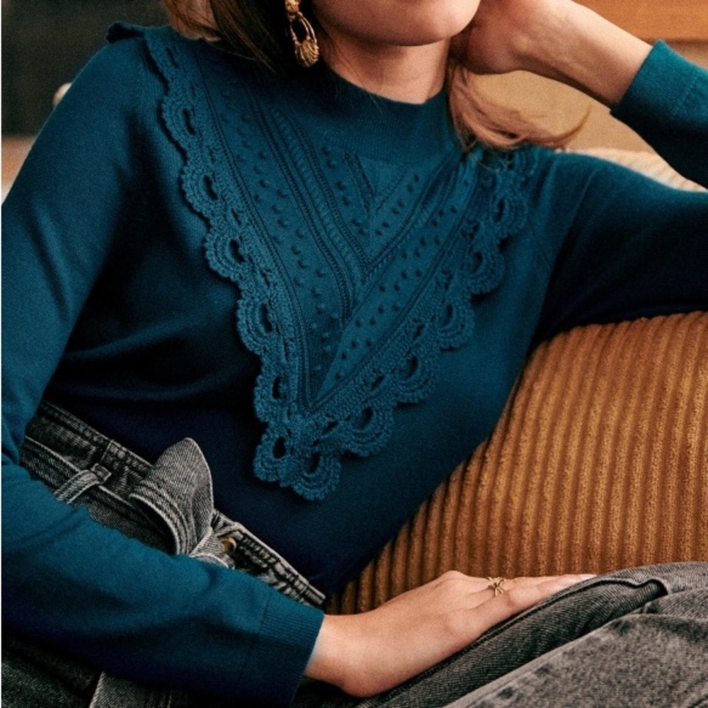 SEZANE blue Charline sweater, size XS/small